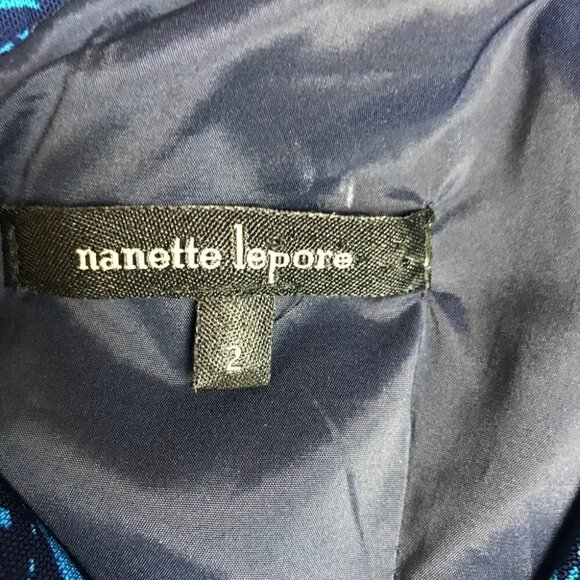 NANETTE Lepore Blue And Black Floral Print Dress Size 2 - Picture 6 of 7